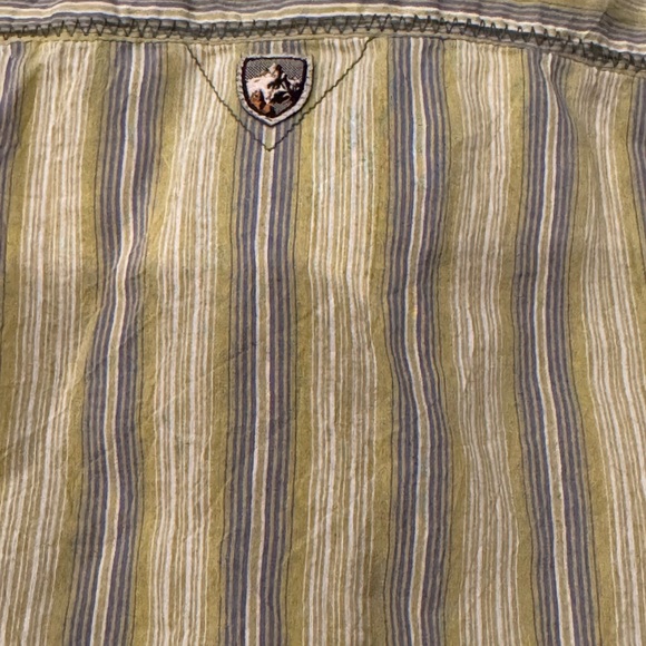 Kuhl Button Down Striped Shirt Green Blue White XXL - Picture 3 of 6